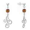 Boucles d'Oreilles Clous Métal Argenté Perles Striées et Arabesques - vue V1