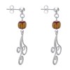 Boucles d'Oreilles Clous Métal Argenté Perles Striées et Arabesques - vue V3