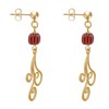 Boucles d'Oreilles Clous Métal Doré Perles Striées et Arabesques - vue V2