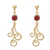 Boucles d'Oreilles Clous Métal Doré Perles Striées et Arabesques - vue V3