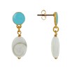 Boucles d'Oreilles Laiton Doré Rond Coloré et OEil de Sainte Lucie - vue V1