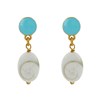 Boucles d'Oreilles Laiton Doré Rond Coloré et OEil de Sainte Lucie - vue V2