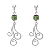 Boucles d'Oreilles Clous Métal Argenté Perles Striées et Arabesques - vue V2