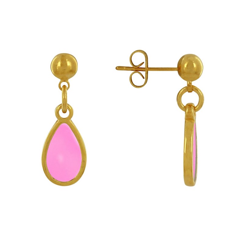 Boucles d'Oreilles Clous Métal Doré Petite Goutte Coloré Translucide