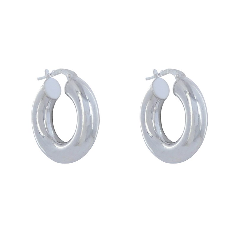 Boucles d'Oreilles Argent Créoles Rondes Épaisses 2cm - vue 2