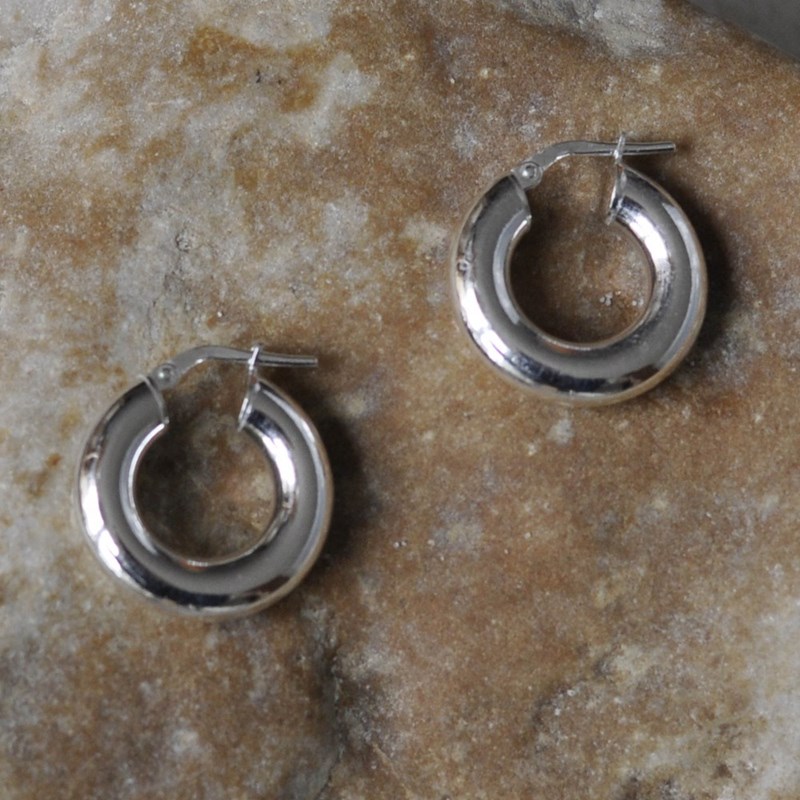 Boucles d'Oreilles Argent Créoles Rondes Épaisses 2cm - vue 5