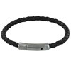Bracelet Homme Cuir Simple Tréssé Rond 19cm - Noir - vue V1