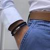 Bracelet Homme Cuir Simple Tréssé Rond 19cm - Noir - vue V4