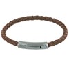 Bracelet Homme Cuir Simple Tréssé Rond 19cm - Marron clair - vue V1