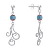 Boucles d'Oreilles Clous Métal Argenté Perles Striées et Arabesques - vue V1