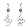 Boucles d'Oreilles Clous Métal Argenté Perles Striées et Arabesques - vue V2