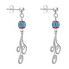 Boucles d'Oreilles Clous Métal Argenté Perles Striées et Arabesques - vue V3