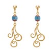 Boucles d'Oreilles Clous Métal Doré Perles Striées et Arabesques - vue V2