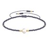 Bracelet Lien Perle d'Eau Douce Blanche et Petites Perles Mates - Gris foncé - vue V1