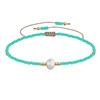 Bracelet Lien Perle d'Eau Douce Blanche et Petites Perles Mates - Vert d'Eau - vue V1