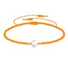 Bracelet Lien Perle d'Eau Douce Blanche et Petites Perles Mates - Orange - vue V1