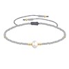 Bracelet Lien Perle d'Eau Douce Blanche et Petites Perles Mates - Gris clair - vue V1