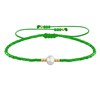 Bracelet Lien Perle d'Eau Douce Blanche et Petites Perles Brillantes - Vert - vue V1