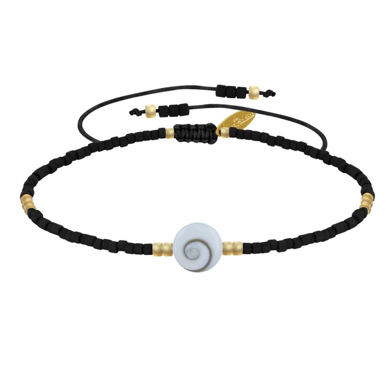 Bracelet Lien Oeil de Sainte Lucie et Petites Perles Mates - Noir