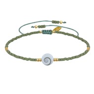 Bracelet Lien Oeil de Sainte Lucie et Petites Perles Mates - Vert kaki