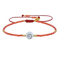 Bracelet Lien Oeil de Sainte Lucie et Petites Perles Brillantes - Rouge