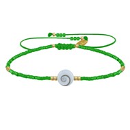 Bracelet Lien Oeil de Sainte Lucie et Petites Perles Brillantes - Vert
