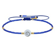 Bracelet Lien Oeil de Sainte Lucie et Petites Perles Brillantes - Bleu