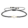 Bracelet Lien Perle d'Eau Douce Blanche et Petites Perles Brillantes - Noir - vue V1