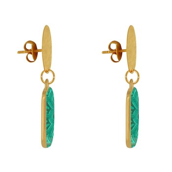 Stud Earrings Matte Brass Brushed Pastille and Rectangle Resin Flower