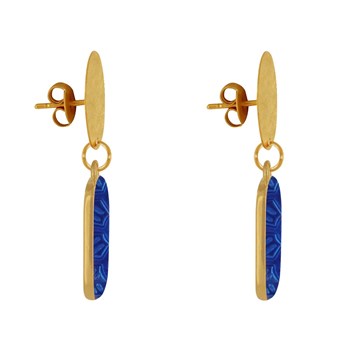 Stud Earrings Matte Brass Brushed Pastille and Rectangle Resin Flower