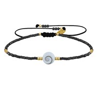 Bracelet Lien Oeil de Sainte Lucie et Petites Perles Brillantes - Noir