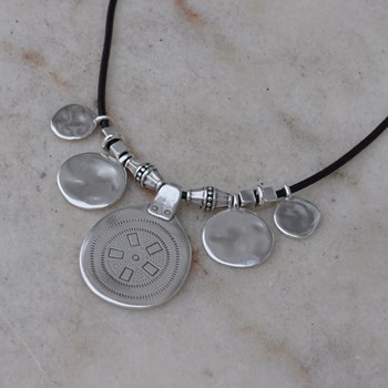 Ethnic Shaman Silver Medal Necklace