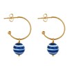 Boucles d'Oreilles Demi Créoles Métal Perles en Bois Marinière Bleu - vue V3