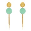 Boucles d'Oreilles Clip Laiton Feuille Pastille Émaillée et Fils Pendants - vue V2