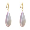 Boucles d'Oreilles Clip Laiton Feuille et Grande Goutte de Nacre - vue V3