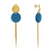Boucles d'Oreilles Clous Laiton Feuille Pastille Émaillée et Fils Pendants - vue V1