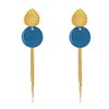 Boucles d'Oreilles Clous Laiton Feuille Pastille Émaillée et Fils Pendants - vue V2