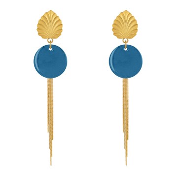 Earrings Clip Brass Leaf Enameled Pastille and Pendant Wires