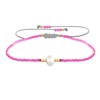 Bracelet Lien Perle d'Eau Douce Blanche et Petites Perles Brillantes - Rose Fluo - vue V1