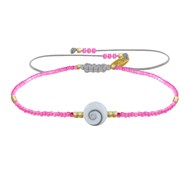 Bracelet Lien Oeil de Sainte Lucie et Petites Perles Brillantes - Rose Fluo
