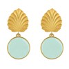 Boucles d'Oreilles Clous Laiton Feuille et Disque Émaillé - vue V2