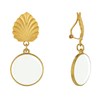 Boucles d'Oreilles Clips Laiton Feuille et Disque Émaillé - vue V1