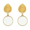 Boucles d'Oreilles Clips Laiton Feuille et Disque Émaillé - vue V2