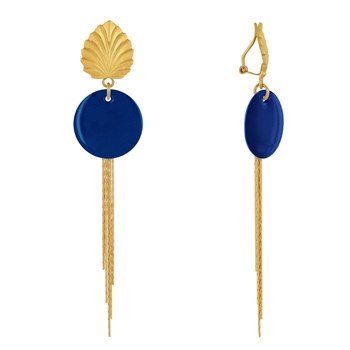 Earrings Clip Brass Leaf Enameled Pastille and Pendant Wires