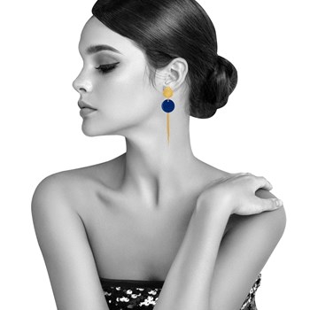 Earrings Clip Brass Leaf Enameled Pastille and Pendant Wires