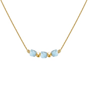 Gold Filled Three Small Larimar Cubes Necklace