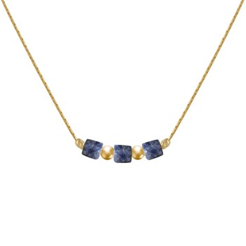 Gold Filled Three Small Sapphire Cubes Necklace