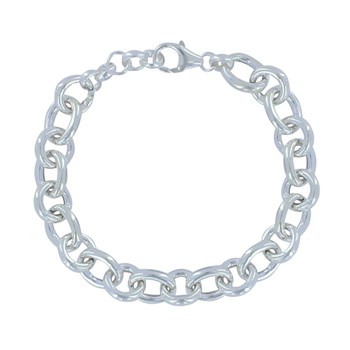 925 Silver Curb Bracelet Round and Oval Mesh