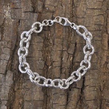 925 Silver Curb Bracelet Round and Oval Mesh