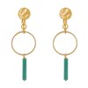 Boucles d'Oreilles Clip Doré Cercle et Perle Rectangulaire Brillante - vue V2